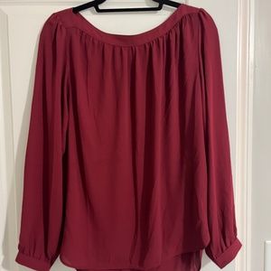 Loft deep red long sleeve blouse